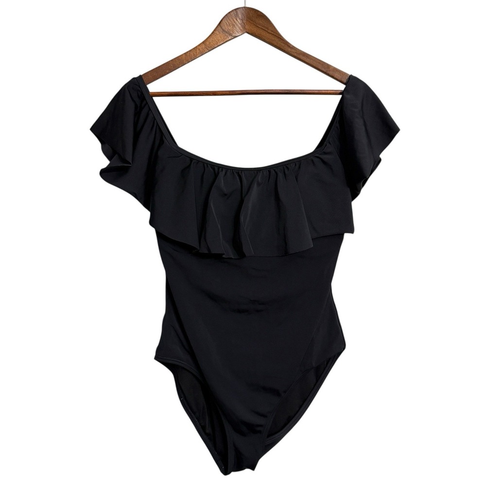 Victoria's Secret Black Ruffle One-Piece Swimsuit